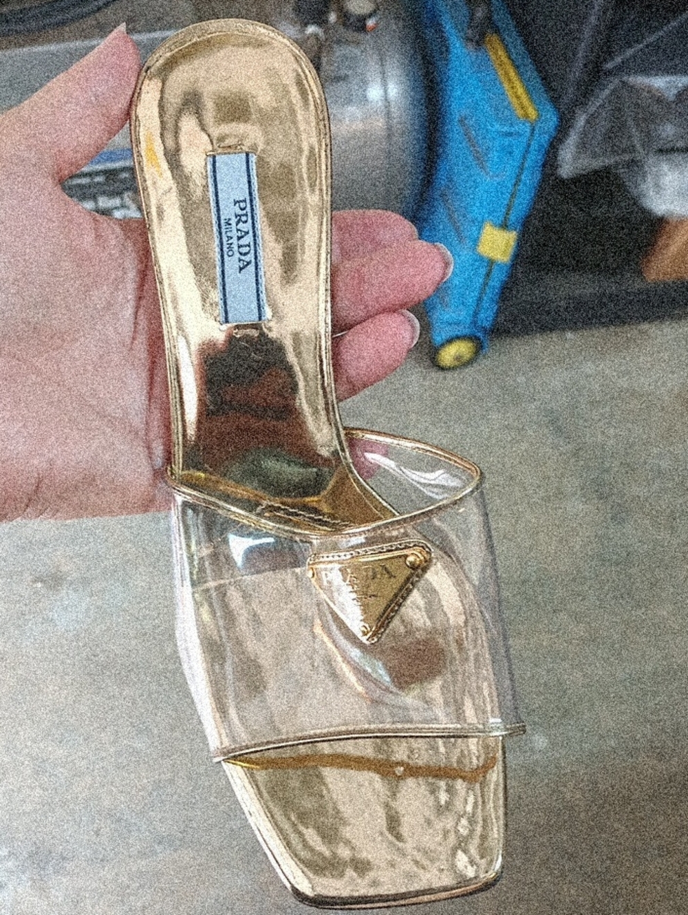 Prada Gold Clear Slide Sandal - Women's Luxury Mule